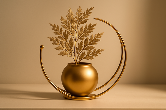 Khwaahish Collection Decorative Vogue Vase Stand - Golden Curved Design