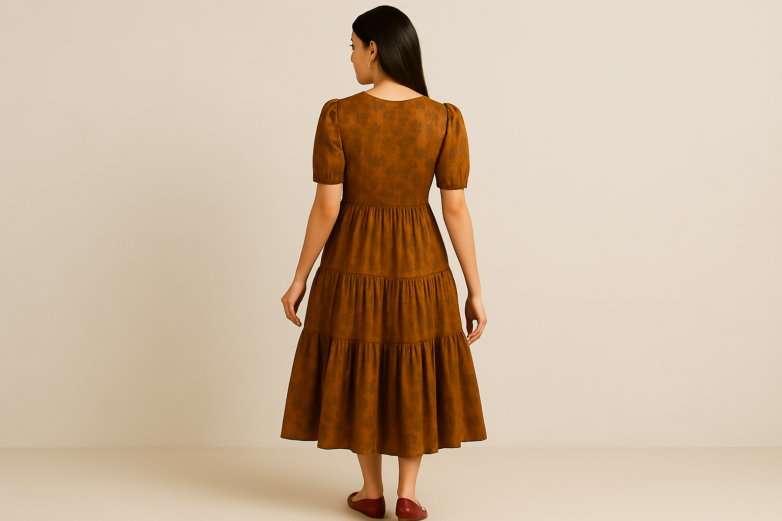 Elegant back view catalog-style dress image