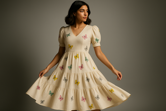 Improved catalog-style butterfly dress image