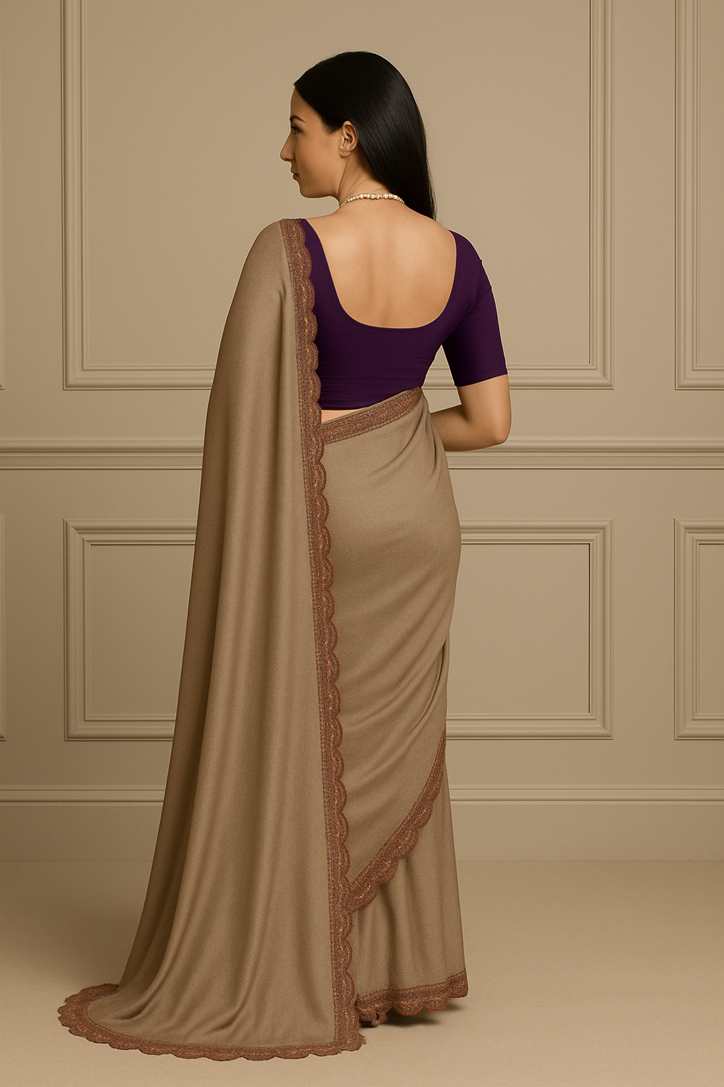 Khwaahish Collection – The Royal Grey Drape Saree with Purple Blouse