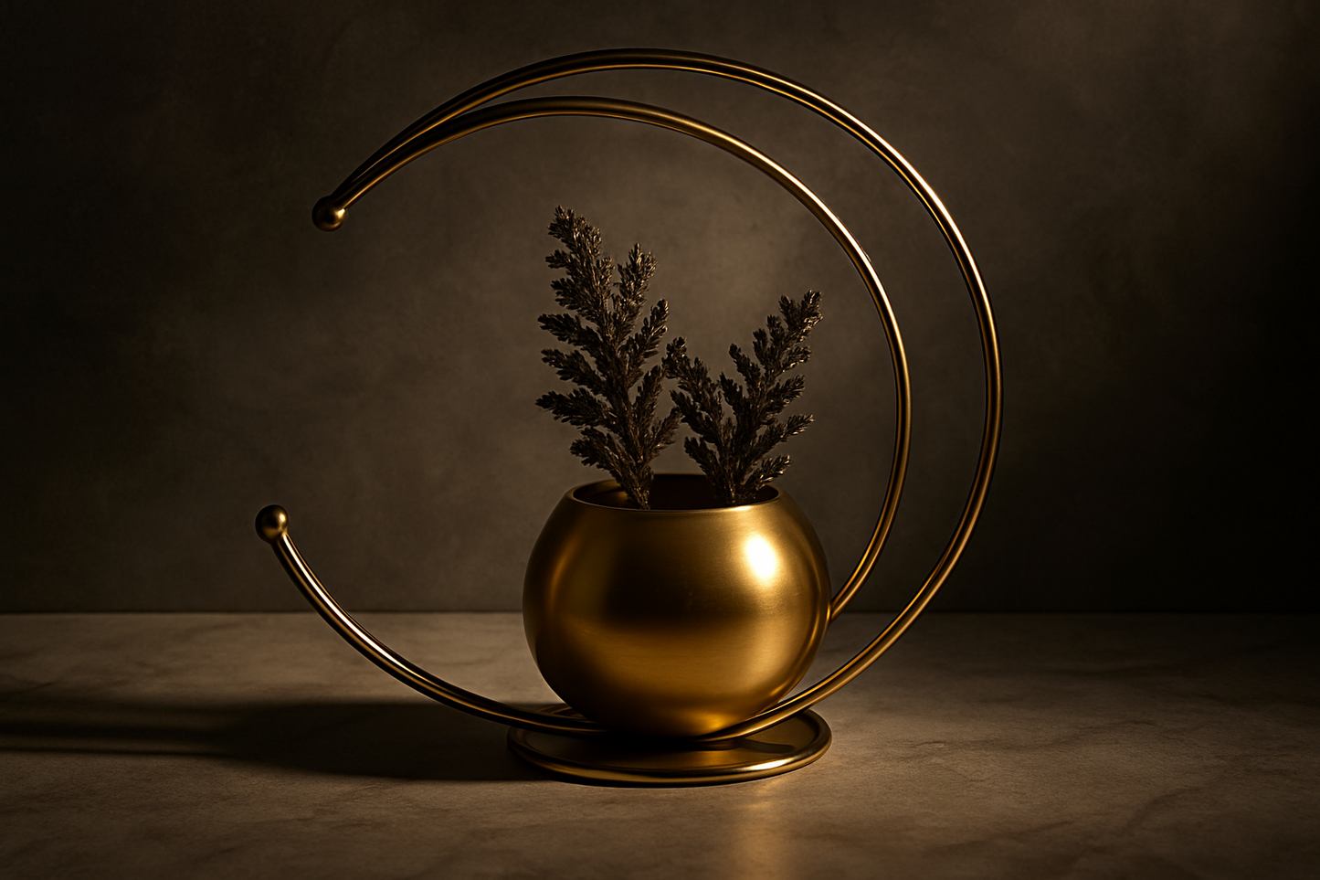 Khwaahish Collection Decorative Vogue Vase Stand - Golden Curved Design